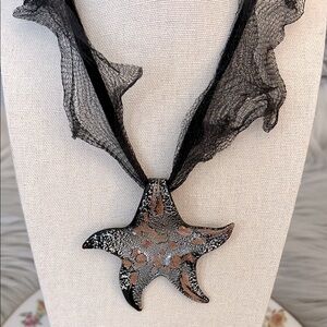 Handmade Blown Glass Starfish Pendant Necklace